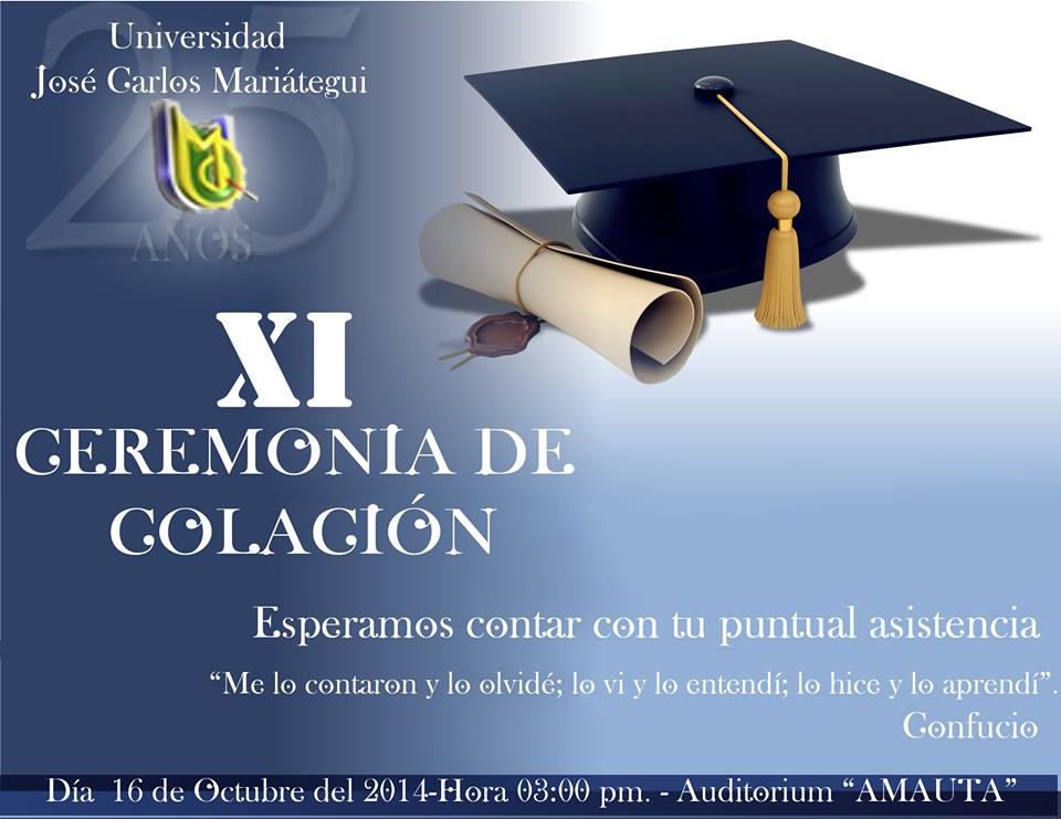INVITACIÓN A LA XI CEREMONIA DE COLACIÓN 2014